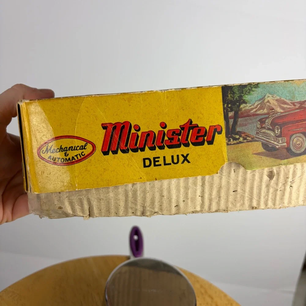 Vintage Minister Delux Black Tin Friction Toy Car Original Box Working India